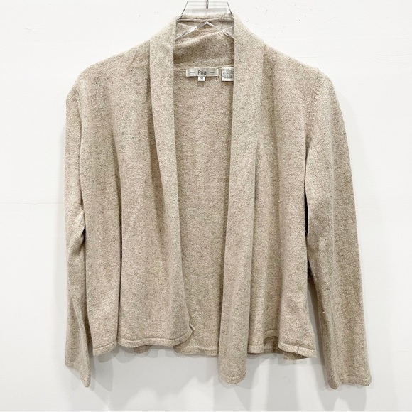 Pria Crop Waterfall Cardigan Sweater Silk Angora Lambswool Medium Lagenlook - Picture 1 of 6